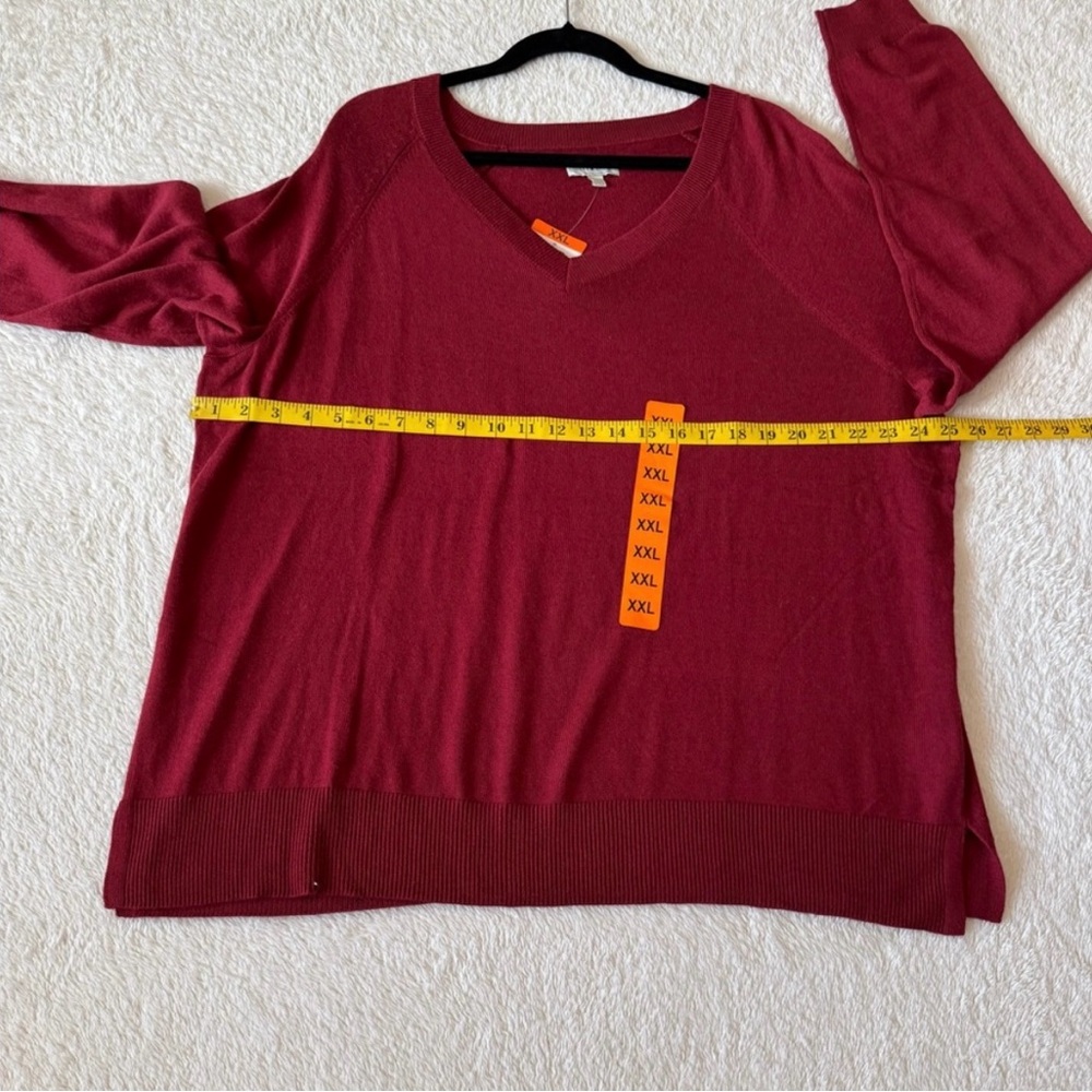 Lucky Brand Long Sleeves V Neck Sweater Size XXL Pomegranate Color New - Picture 6 of 11